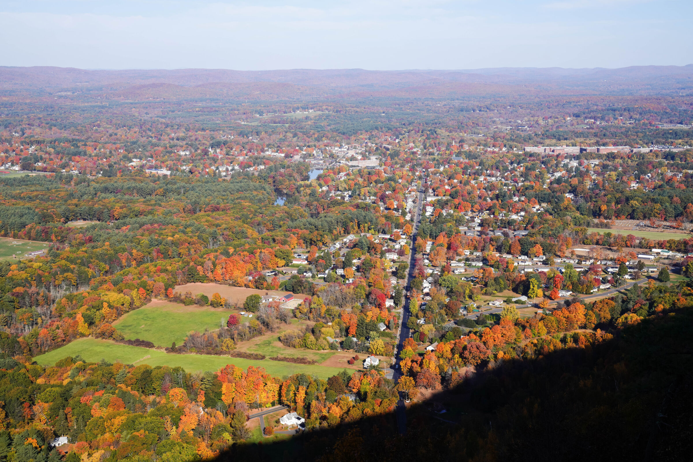 aerial of Massachusetts town